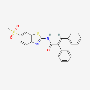 molecular formula C23H18N2O3S2 B3586213 N-[6-(methylsulfonyl)-1,3-benzothiazol-2-yl]-2,3-diphenylacrylamide 