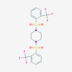 molecular formula C18H16F6N2O4S2 B3586235 1,4-bis{[2-(trifluoromethyl)phenyl]sulfonyl}piperazine 