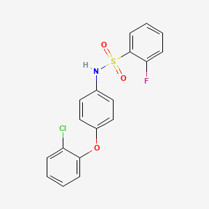 molecular formula C18H13ClFNO3S B3586248 N-[4-(2-chlorophenoxy)phenyl]-2-fluorobenzenesulfonamide 