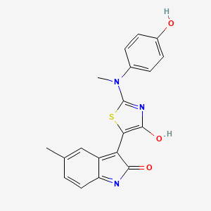 (3E)-3-[2-[(4-hydroxyphenyl)(methyl)amino]-4-oxo-1,3-thiazol-5(4H)-ylidene]-5-methyl-1,3-dihydro-2H-indol-2-one