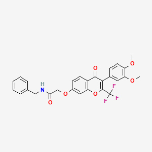 molecular formula C27H22F3NO6 B3586473 N-benzyl-2-{[3-(3,4-dimethoxyphenyl)-4-oxo-2-(trifluoromethyl)-4H-chromen-7-yl]oxy}acetamide 