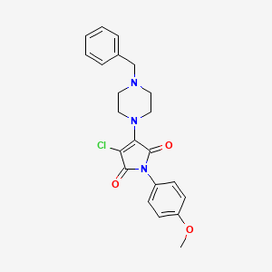 molecular formula C22H22ClN3O3 B3586491 3-(4-benzyl-1-piperazinyl)-4-chloro-1-(4-methoxyphenyl)-1H-pyrrole-2,5-dione 