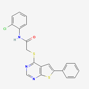 molecular formula C20H14ClN3OS2 B3586757 N-(2-chlorophenyl)-2-[(6-phenylthieno[2,3-d]pyrimidin-4-yl)thio]acetamide 