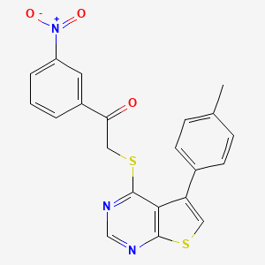 molecular formula C21H15N3O3S2 B3586775 2-[5-(4-Methylphenyl)thieno[2,3-d]pyrimidin-4-yl]sulfanyl-1-(3-nitrophenyl)ethanone 