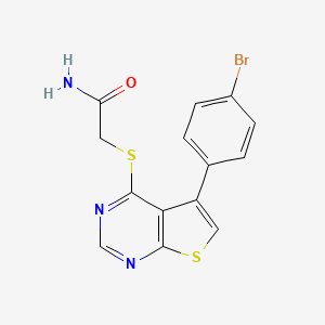 molecular formula C14H10BrN3OS2 B3586776 2-[5-(4-Bromophenyl)thieno[2,3-d]pyrimidin-4-yl]sulfanylacetamide 