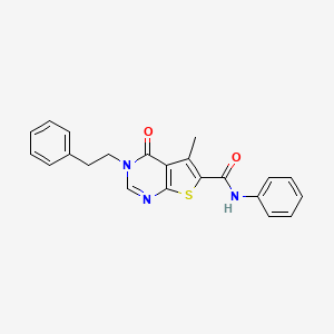 molecular formula C22H19N3O2S B3586800 5-methyl-4-oxo-N-phenyl-3-(2-phenylethyl)-3,4-dihydrothieno[2,3-d]pyrimidine-6-carboxamide 