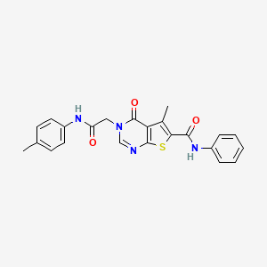 molecular formula C23H20N4O3S B3586807 5-methyl-3-[2-(4-methylanilino)-2-oxoethyl]-4-oxo-N-phenylthieno[2,3-d]pyrimidine-6-carboxamide 