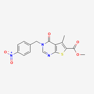 molecular formula C16H13N3O5S B3586815 Methyl 5-methyl-3-[(4-nitrophenyl)methyl]-4-oxothieno[2,3-d]pyrimidine-6-carboxylate 