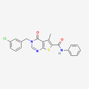 molecular formula C21H16ClN3O2S B3586816 3-(3-chlorobenzyl)-5-methyl-4-oxo-N-phenyl-3,4-dihydrothieno[2,3-d]pyrimidine-6-carboxamide 