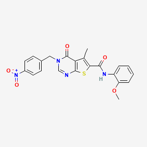 molecular formula C22H18N4O5S B3586837 N-(2-methoxyphenyl)-5-methyl-3-[(4-nitrophenyl)methyl]-4-oxothieno[2,3-d]pyrimidine-6-carboxamide 