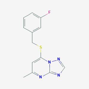 molecular formula C13H11FN4S B358684 7-[(3-Fluorobenzyl)sulfanyl]-5-methyl[1,2,4]triazolo[1,5-a]pyrimidine CAS No. 104933-52-0