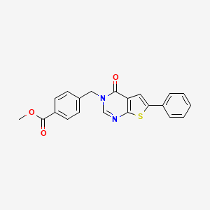 molecular formula C21H16N2O3S B3586869 Methyl 4-[(4-oxo-6-phenylthieno[2,3-d]pyrimidin-3-yl)methyl]benzoate 