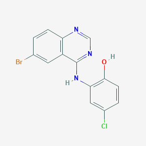 molecular formula C14H9BrClN3O B3586935 2-[(6-bromo-4-quinazolinyl)amino]-4-chlorophenol 