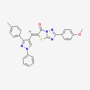 (5Z)-2-(4-METHOXYPHENYL)-5-{[3-(4-METHYLPHENYL)-1-PHENYL-1H-PYRAZOL-4-YL]METHYLIDENE}-5H,6H-[1,2,4]TRIAZOLO[3,2-B][1,3]THIAZOL-6-ONE