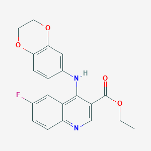 ethyl 4-(2,3-dihydro-1,4-benzodioxin-6-ylamino)-6-fluoro-3-quinolinecarboxylate