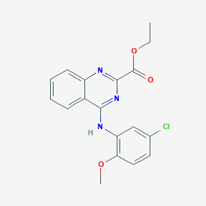 molecular formula C18H16ClN3O3 B3587010 Ethyl 4-[(5-chloro-2-methoxyphenyl)amino]quinazoline-2-carboxylate 