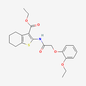 molecular formula C21H25NO5S B3587013 ethyl 2-{[(2-ethoxyphenoxy)acetyl]amino}-4,5,6,7-tetrahydro-1-benzothiophene-3-carboxylate 