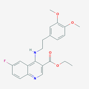 molecular formula C22H23FN2O4 B3587025 ethyl 4-{[2-(3,4-dimethoxyphenyl)ethyl]amino}-6-fluoroquinoline-3-carboxylate 