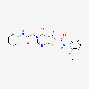 molecular formula C23H26N4O4S B3587042 3-[2-(cyclohexylamino)-2-oxoethyl]-N-(2-methoxyphenyl)-5-methyl-4-oxo-3,4-dihydrothieno[2,3-d]pyrimidine-6-carboxamide 