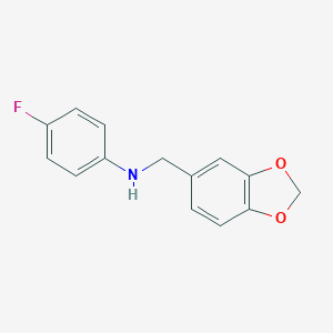 molecular formula C14H12FNO2 B358708 N-(2H-1,3-benzodioxol-5-ylmethyl)-4-fluoroaniline CAS No. 202599-73-3