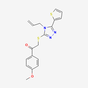 molecular formula C18H17N3O2S2 B3587098 1-(4-methoxyphenyl)-2-{[4-(prop-2-en-1-yl)-5-(thiophen-2-yl)-4H-1,2,4-triazol-3-yl]sulfanyl}ethanone 