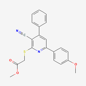 molecular formula C22H18N2O3S B3587147 Methyl 2-[3-cyano-6-(4-methoxyphenyl)-4-phenylpyridin-2-yl]sulfanylacetate 