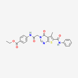 molecular formula C25H22N4O5S B3587178 ethyl 4-({[6-(anilinocarbonyl)-5-methyl-4-oxothieno[2,3-d]pyrimidin-3(4H)-yl]acetyl}amino)benzoate 