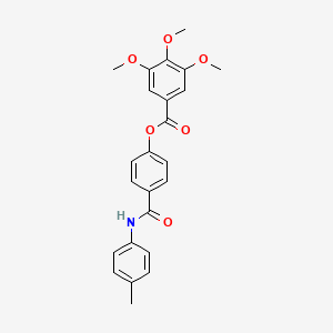 molecular formula C24H23NO6 B3587235 4-{[(4-methylphenyl)amino]carbonyl}phenyl 3,4,5-trimethoxybenzoate 