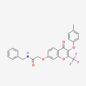 N-benzyl-2-{[3-(4-methylphenoxy)-4-oxo-2-(trifluoromethyl)-4H-chromen-7-yl]oxy}acetamide