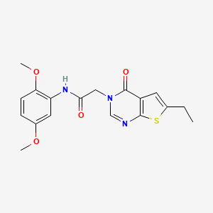 molecular formula C18H19N3O4S B3587361 N-(2,5-dimethoxyphenyl)-2-(6-ethyl-4-oxothieno[2,3-d]pyrimidin-3-yl)acetamide 