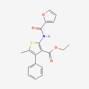 molecular formula C19H17NO4S B3587546 Ethyl 2-(furan-2-carbonylamino)-5-methyl-4-phenylthiophene-3-carboxylate 