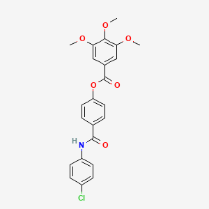 molecular formula C23H20ClNO6 B3587588 4-{[(4-chlorophenyl)amino]carbonyl}phenyl 3,4,5-trimethoxybenzoate 