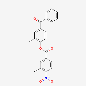 molecular formula C22H17NO5 B3587601 4-benzoyl-2-methylphenyl 3-methyl-4-nitrobenzoate 