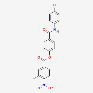 molecular formula C21H15ClN2O5 B3587617 4-{[(4-chlorophenyl)amino]carbonyl}phenyl 3-methyl-4-nitrobenzoate 