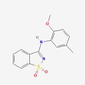 molecular formula C15H14N2O3S B3587636 3-(2-METHOXY-5-METHYLANILINO)-1H-1,2-BENZISOTHIAZOLE-1,1-DIONE 