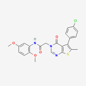 molecular formula C23H20ClN3O4S B3587658 2-[5-(4-chlorophenyl)-6-methyl-4-oxothieno[2,3-d]pyrimidin-3-yl]-N-(2,5-dimethoxyphenyl)acetamide 