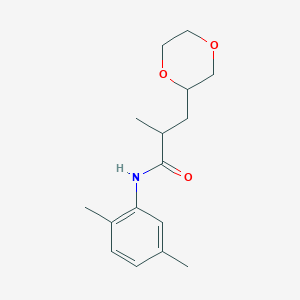 molecular formula C16H23NO3 B3587709 N-(2,5-dimethylphenyl)-3-(1,4-dioxan-2-yl)-2-methylpropanamide 