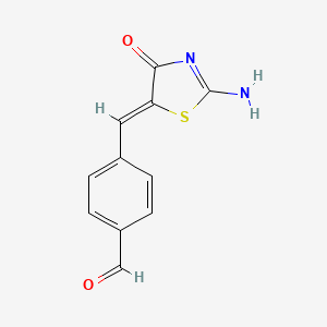 molecular formula C11H8N2O2S B3587741 4-[(Z)-(2-amino-4-oxo-1,3-thiazol-5-ylidene)methyl]benzaldehyde 