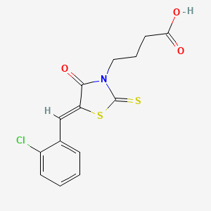 molecular formula C14H12ClNO3S2 B3587773 4-[(5Z)-5-[(2-CHLOROPHENYL)METHYLIDENE]-4-OXO-2-SULFANYLIDENE-1,3-THIAZOLIDIN-3-YL]BUTANOIC ACID 