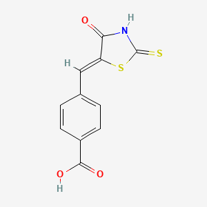 molecular formula C11H7NO3S2 B3587778 4-[(Z)-(4-oxo-2-thioxo-1,3-thiazolidin-5-ylidene)methyl]benzoic acid 