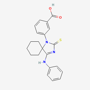 3-[(4Z)-4-(PHENYLIMINO)-2-SULFANYLIDENE-1,3-DIAZASPIRO[4.5]DECAN-1-YL]BENZOIC ACID