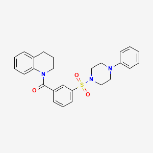 molecular formula C26H27N3O3S B3587852 1-{3-[(4-PHENYLPIPERAZIN-1-YL)SULFONYL]BENZOYL}-1,2,3,4-TETRAHYDROQUINOLINE 