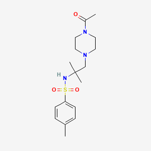 molecular formula C17H27N3O3S B3587883 N-[2-(4-acetyl-1-piperazinyl)-1,1-dimethylethyl]-4-methylbenzenesulfonamide 