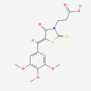 molecular formula C16H17NO6S2 B3587905 3-[(5Z)-4-oxo-2-thioxo-5-(3,4,5-trimethoxybenzylidene)-1,3-thiazolidin-3-yl]propanoic acid 