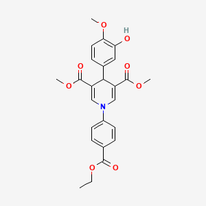 Dimethyl 1-[4-(ethoxycarbonyl)phenyl]-4-(3-hydroxy-4-methoxyphenyl)-1,4-dihydropyridine-3,5-dicarboxylate