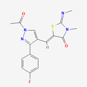 (2Z,5Z)-5-{[1-acetyl-3-(4-fluorophenyl)-1H-pyrazol-4-yl]methylidene}-3-methyl-2-(methylimino)-1,3-thiazolidin-4-one