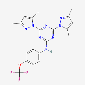 molecular formula C20H19F3N8O B3587975 4,6-bis(3,5-dimethyl-1H-pyrazol-1-yl)-N-[4-(trifluoromethoxy)phenyl]-1,3,5-triazin-2-amine 