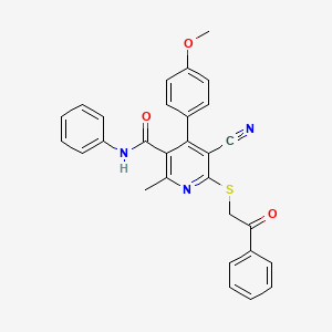 5-cyano-4-(4-methoxyphenyl)-2-methyl-6-[(2-oxo-2-phenylethyl)thio]-N-phenylnicotinamide