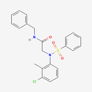 molecular formula C22H21ClN2O3S B3588193 2-[N-(benzenesulfonyl)-3-chloro-2-methylanilino]-N-benzylacetamide 