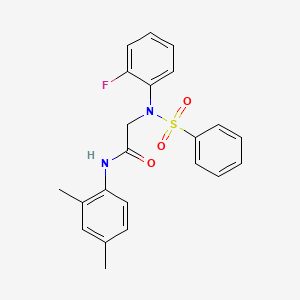 molecular formula C22H21FN2O3S B3588224 N~1~-(2,4-dimethylphenyl)-N~2~-(2-fluorophenyl)-N~2~-(phenylsulfonyl)glycinamide 